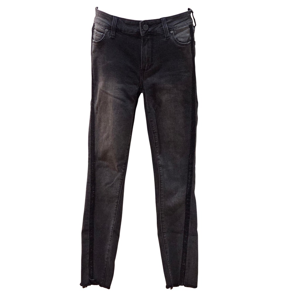 PAIGE Verdugo Ankle Skinny Twisted Seam Black Faded Raw Hem Jeans Size 27